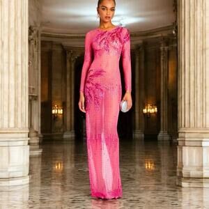 Retrofete Sammy pink embellished maxi dress xs/s BNWT